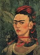 Frida Kahlo The self-Portrait of artist with monkey oil painting